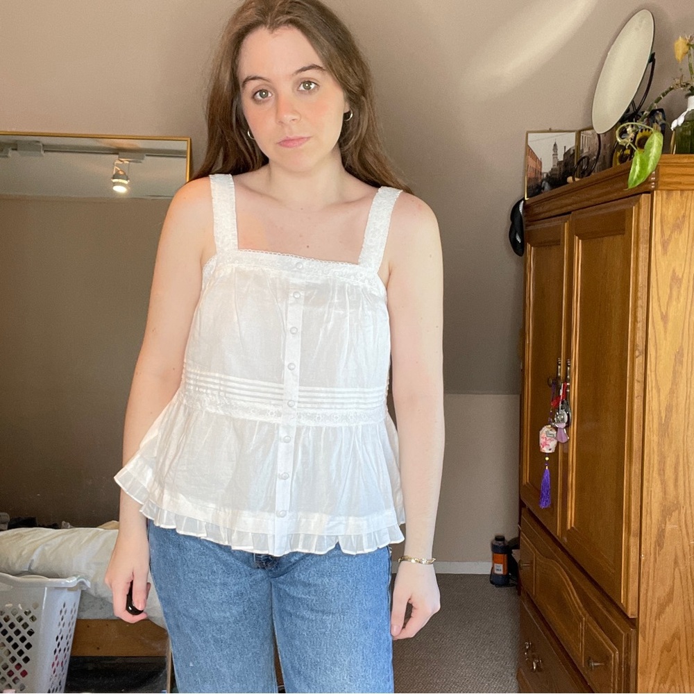 Aqua white blouse